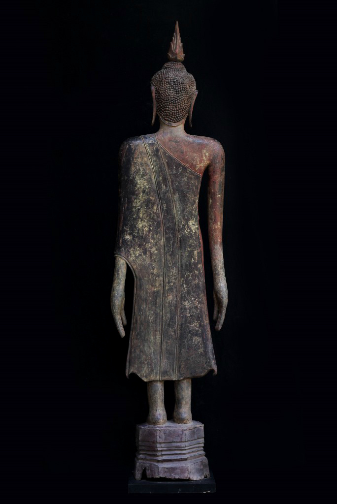 Extremely Rare 17C - 18C Walking Wood Laos Buddha #A20